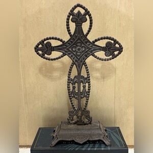 20" Celtic Cast Iron Altar Cross Standing Gothic Crucifix Cross VINTAGE